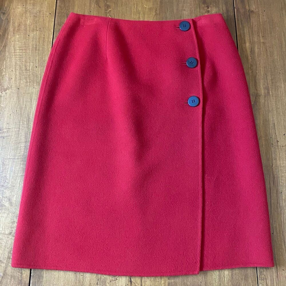 Talbots Red Wool Pencil Skirt Size 8